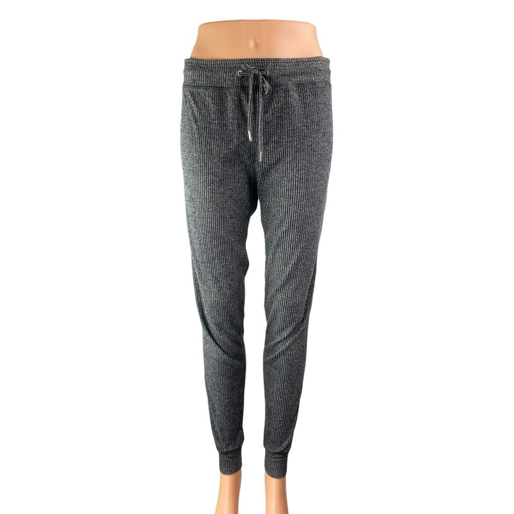 Topshop Gray Rib Knit Drawstring Skinny Tapered Leg Joggers Trousers Pants Sz 6